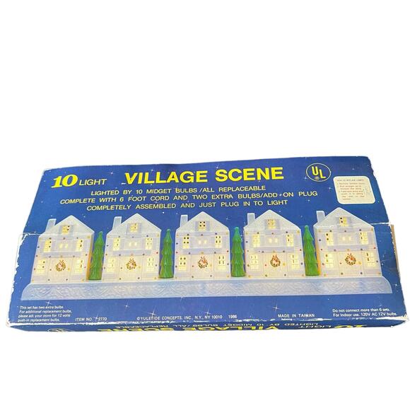 Vtg Christmas Plastic Light Covers 8 Pc Alpine Village House Church Mid-Century - Picture 7 of 9